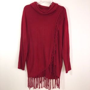 Red Knit Asymmetrical Sweater, Size L